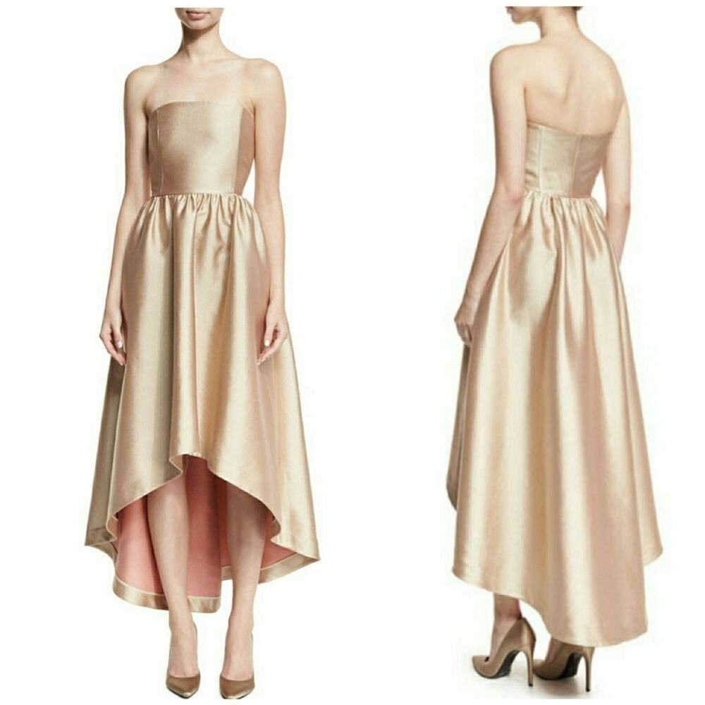 Co Strapless Satin High-Low Cocktail Dress - Picture 2 of 15